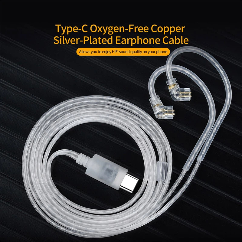 Usb C Earphone - Cable para Auriculares KZ OFC Plateado,